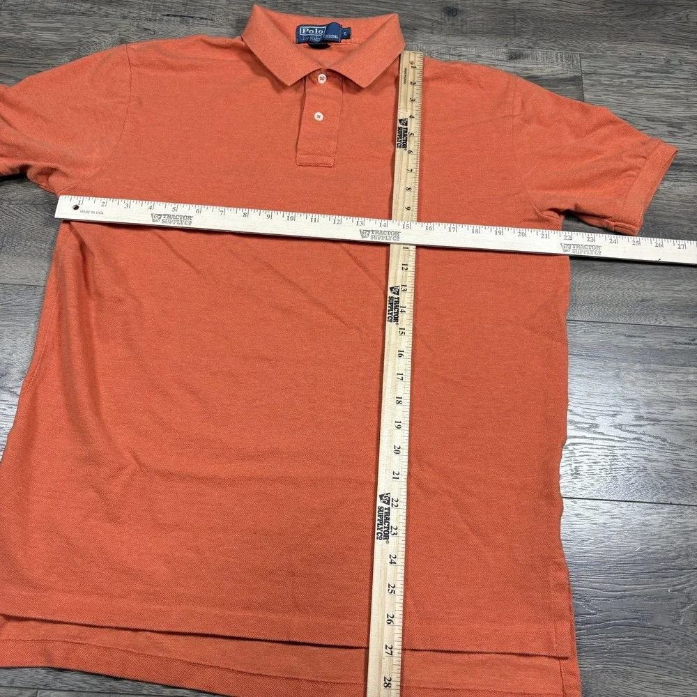 Polo Ralph Lauren Polo Shirt Mens Large‎ Orange Cotton Pony Golf Casual vintage